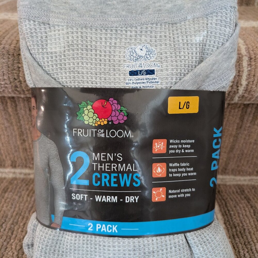 Men's NWT Large Thermal Crews Waffle Fabric 2 pack